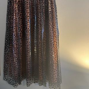 High-Waisted Midi Cheetah Rain Skirt